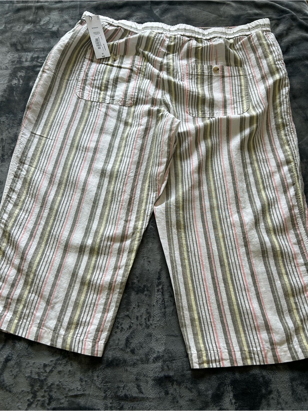 Liz Claiborne Olive, Pink and White Striped Capris - Picture 6 of 7